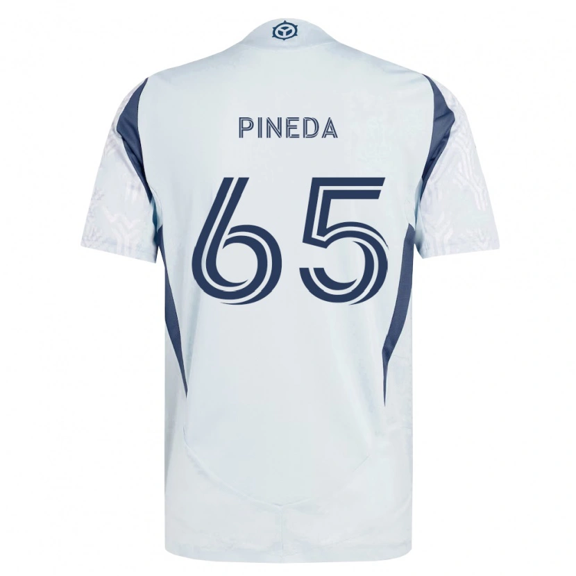 Danxen Kinderen Oscar Pineda #65 Blauw Grijs Wit Uitshirt Uittenue 2026/27 T-Shirt