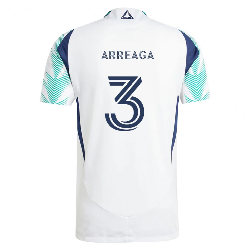 Danxen Kinderen Xavier Arreaga #3 Wit Marineblauw Lichtgroen Uitshirt Uittenue 2026/27 T-Shirt