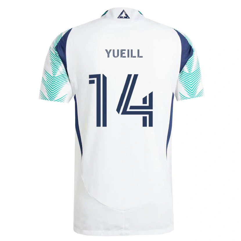 Danxen Kinderen Jackson Yueill #14 Wit Marineblauw Lichtgroen Uitshirt Uittenue 2026/27 T-Shirt