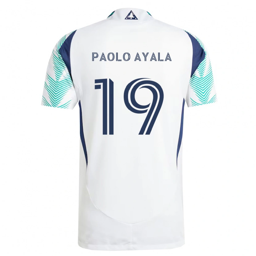Danxen Kinderen Paolo Ayala #19 Wit Marineblauw Lichtgroen Uitshirt Uittenue 2026/27 T-Shirt