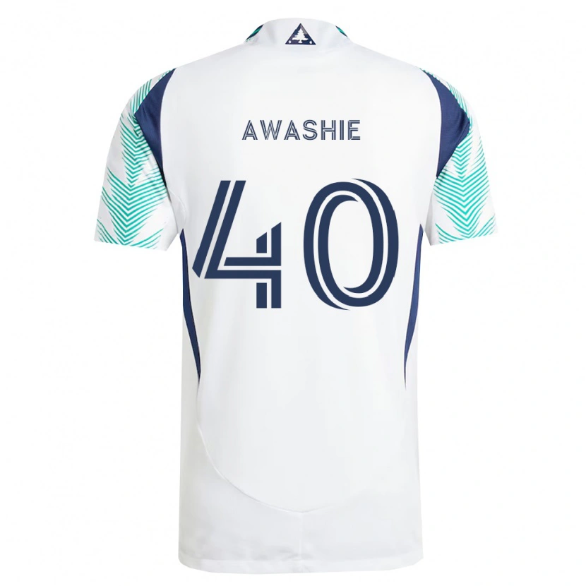 Danxen Kinderen Ben Awashie #40 Wit Marineblauw Lichtgroen Uitshirt Uittenue 2026/27 T-Shirt