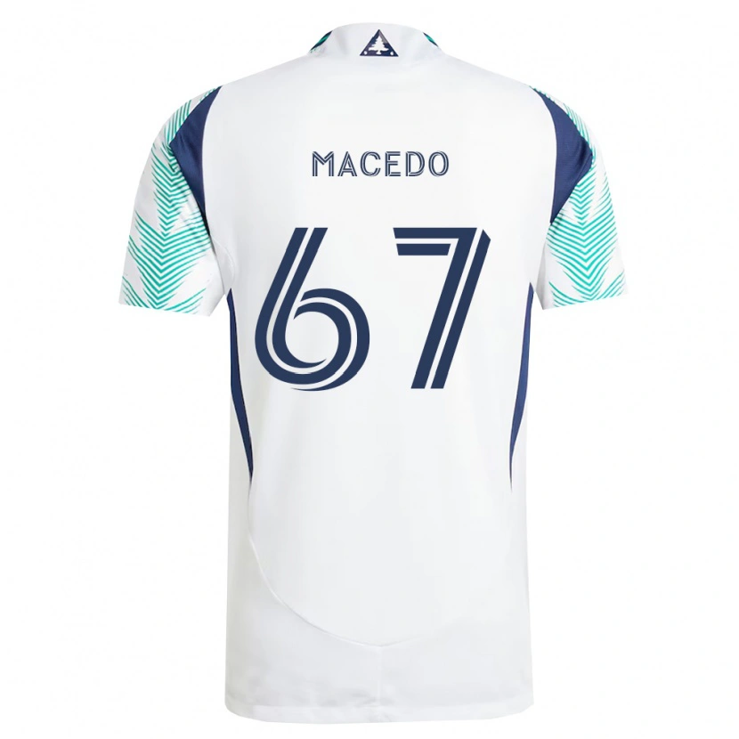 Danxen Kinderen Josh Macedo #67 Wit Marineblauw Lichtgroen Uitshirt Uittenue 2026/27 T-Shirt