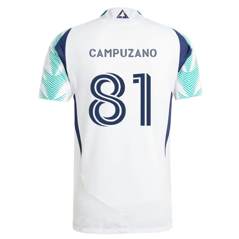 Danxen Kinderen Nico Campuzano #81 Wit Marineblauw Lichtgroen Uitshirt Uittenue 2026/27 T-Shirt