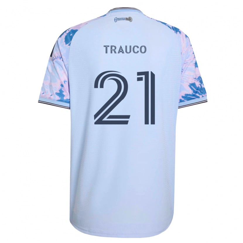 Danxen Kinderen Miguel Trauco #21 Koninklijk Blauw Wit Zwart Uitshirt Uittenue 2026/27 T-Shirt