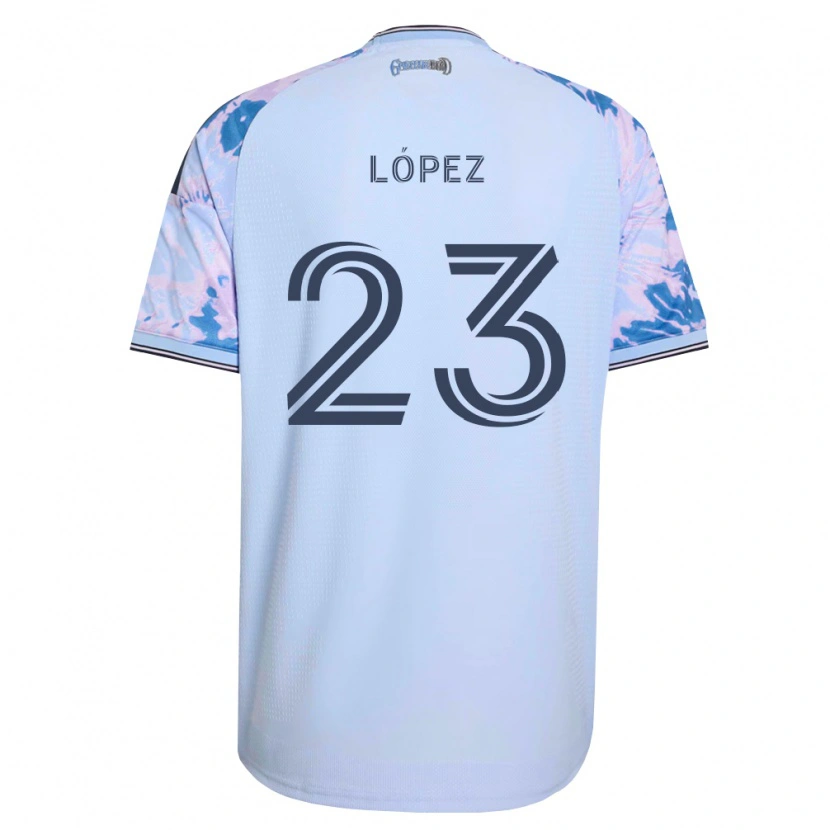 Danxen Kinderen Hernán López #23 Koninklijk Blauw Wit Zwart Uitshirt Uittenue 2026/27 T-Shirt