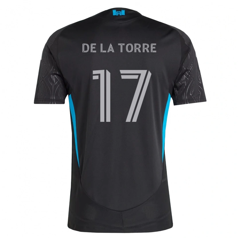 Danxen Kinderen Luca De La Torre #17 Zwart Wit Hemelsblauw Uitshirt Uittenue 2026/27 T-Shirt