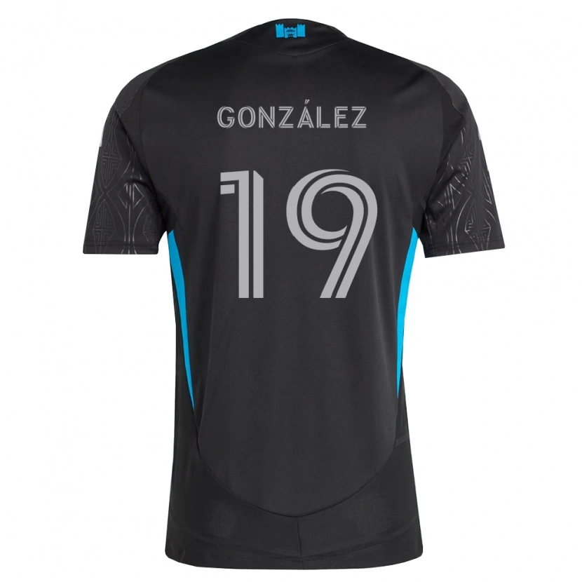 Danxen Kinderen Daniel González #19 Zwart Wit Hemelsblauw Uitshirt Uittenue 2026/27 T-Shirt