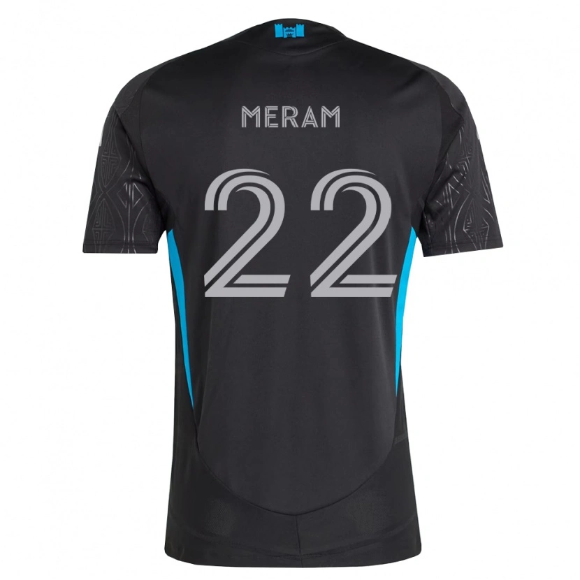 Danxen Kinderen Justin Meram #22 Zwart Wit Hemelsblauw Uitshirt Uittenue 2026/27 T-Shirt