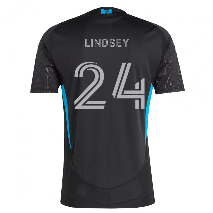 Danxen Kinderen Jaylin Lindsey #24 Zwart Wit Hemelsblauw Uitshirt Uittenue 2026/27 T-Shirt