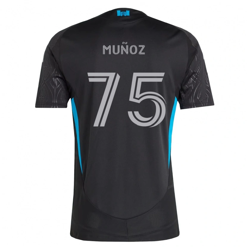 Danxen Kinderen Jeremiah Muñoz #75 Zwart Wit Hemelsblauw Uitshirt Uittenue 2026/27 T-Shirt