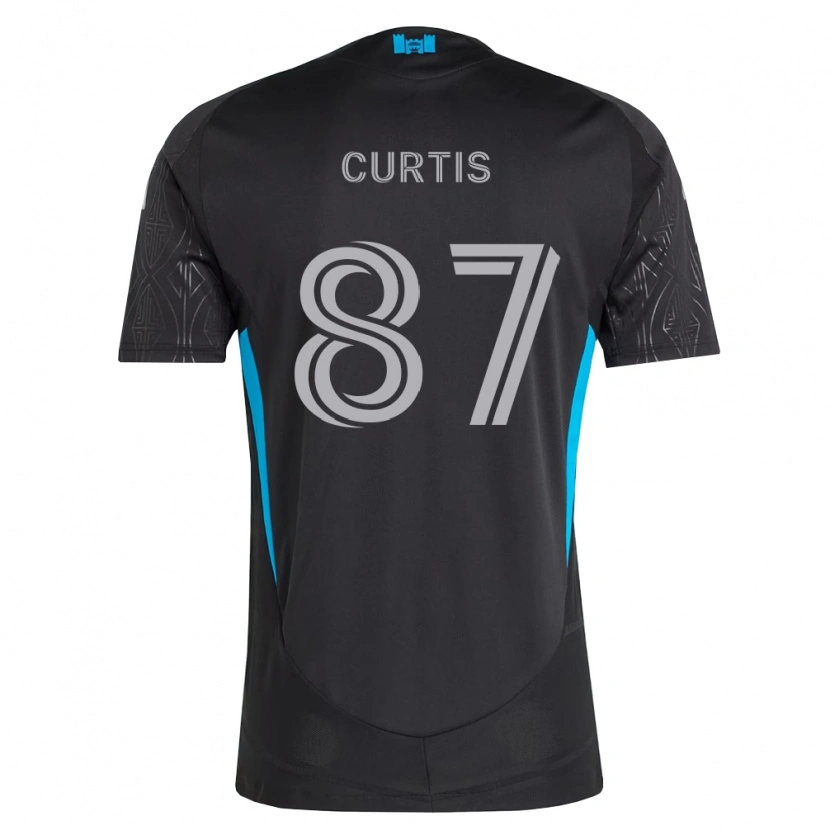 Danxen Kinderen Ethan Curtis #87 Zwart Wit Hemelsblauw Uitshirt Uittenue 2026/27 T-Shirt