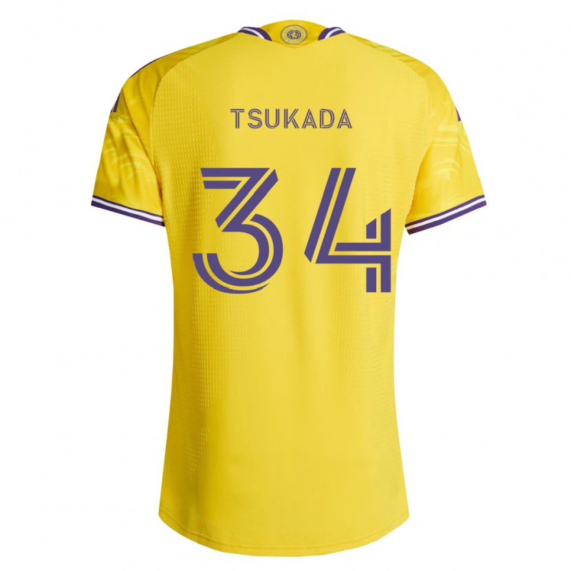 Danxen Kinderen Yutaro Tsukada #34 Geel Paars Uitshirt Uittenue 2026/27 T-Shirt