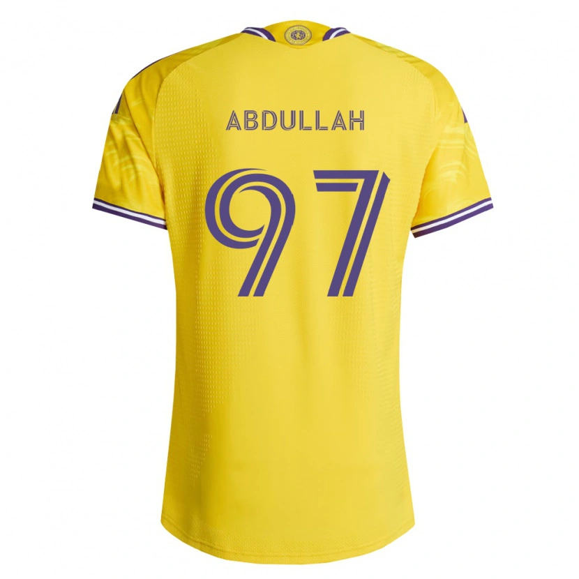 Danxen Kinderen Majed Abdullah #97 Geel Paars Uitshirt Uittenue 2026/27 T-Shirt