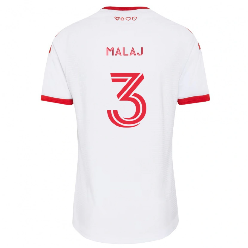 Danxen Kinderen Albert Malaj #3 Wit Rood Zwart Uitshirt Uittenue 2026/27 T-Shirt