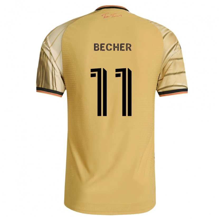 Danxen Kinderen Simon Becher #11 Bruin Geel Zwart Uitshirt Uittenue 2026/27 T-Shirt
