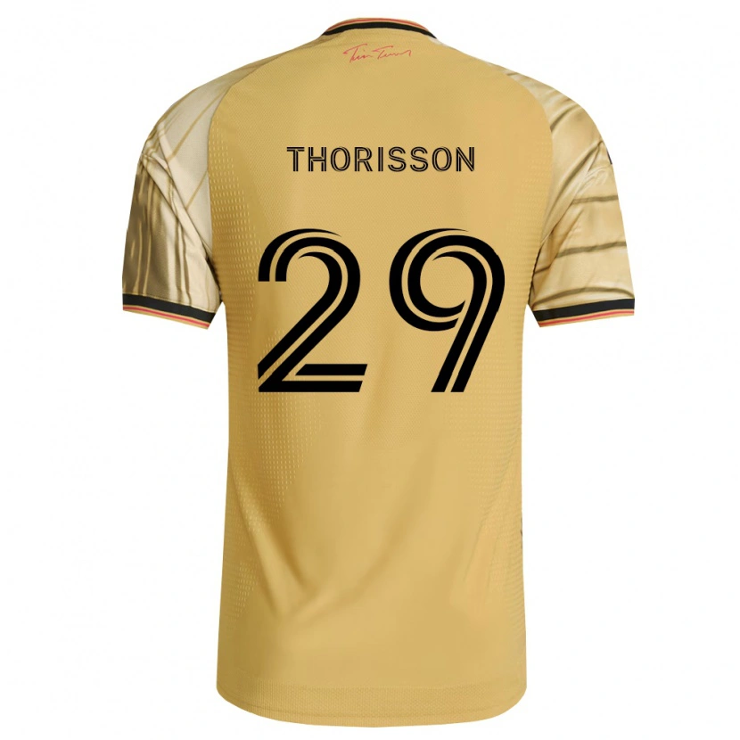 Danxen Kinderen Nökkvi Thórisson #29 Bruin Geel Zwart Uitshirt Uittenue 2026/27 T-Shirt