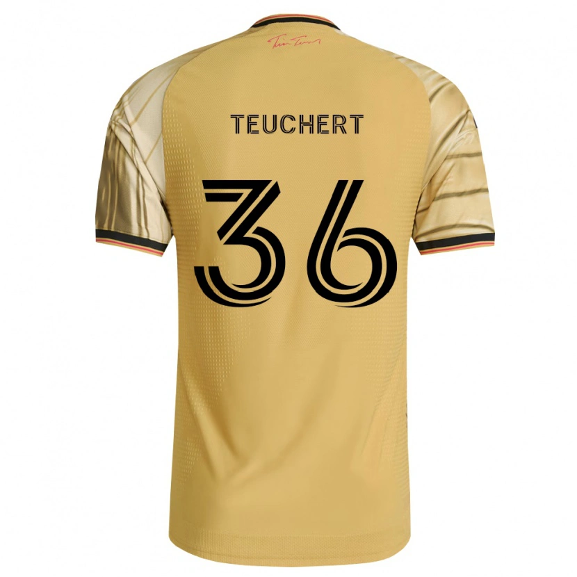 Danxen Kinderen Cedric Teuchert #36 Bruin Geel Zwart Uitshirt Uittenue 2026/27 T-Shirt