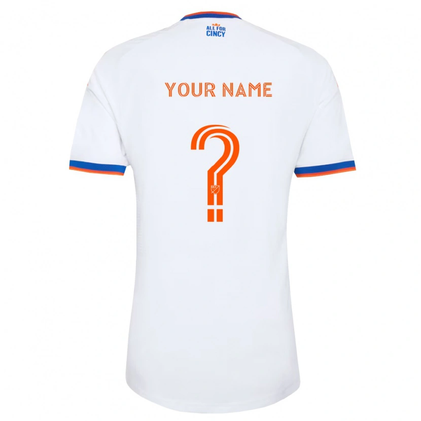 Danxen Kinderen Uw Naam #0 Wit Marineblauw Oranje Uitshirt Uittenue 2026/27 T-Shirt