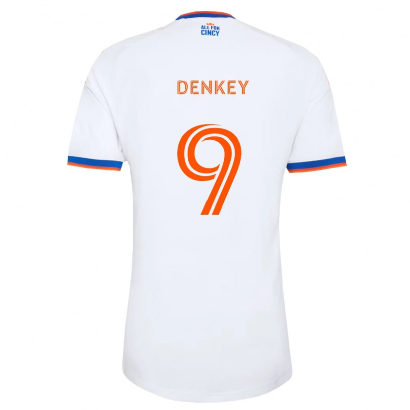 Danxen Kinderen Kévin Denkey #9 Wit Marineblauw Oranje Uitshirt Uittenue 2026/27 T-Shirt
