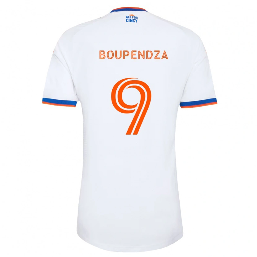 Danxen Kinderen Aaron Boupendza #9 Wit Marineblauw Oranje Uitshirt Uittenue 2026/27 T-Shirt