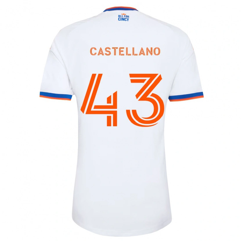 Danxen Kinderen Jesús Castellano #43 Wit Marineblauw Oranje Uitshirt Uittenue 2026/27 T-Shirt