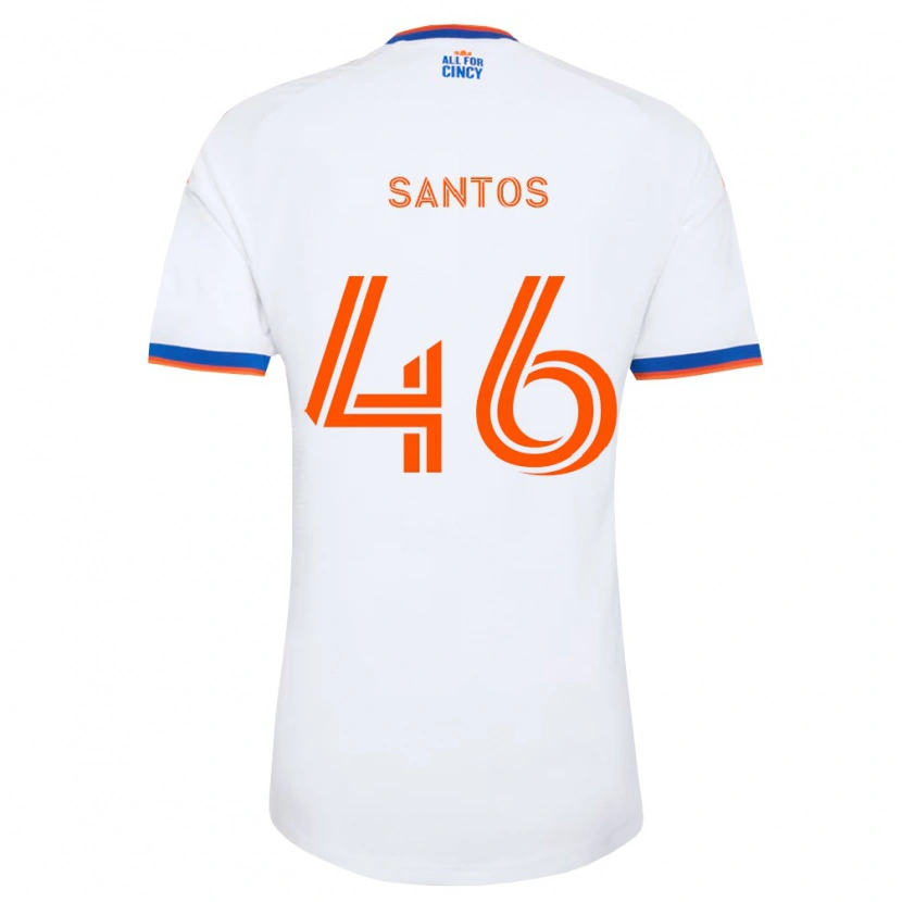 Danxen Kinderen Guilherme Santos #46 Wit Marineblauw Oranje Uitshirt Uittenue 2026/27 T-Shirt