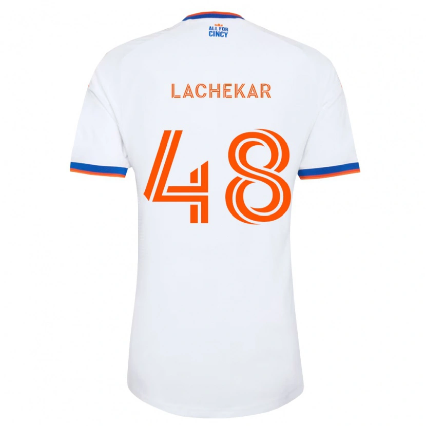 Danxen Kinderen Sami Lachekar #48 Wit Marineblauw Oranje Uitshirt Uittenue 2026/27 T-Shirt