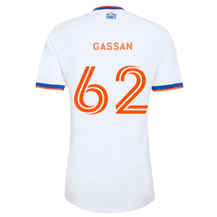 Danxen Kinderen Noah Gassan #62 Wit Marineblauw Oranje Uitshirt Uittenue 2026/27 T-Shirt