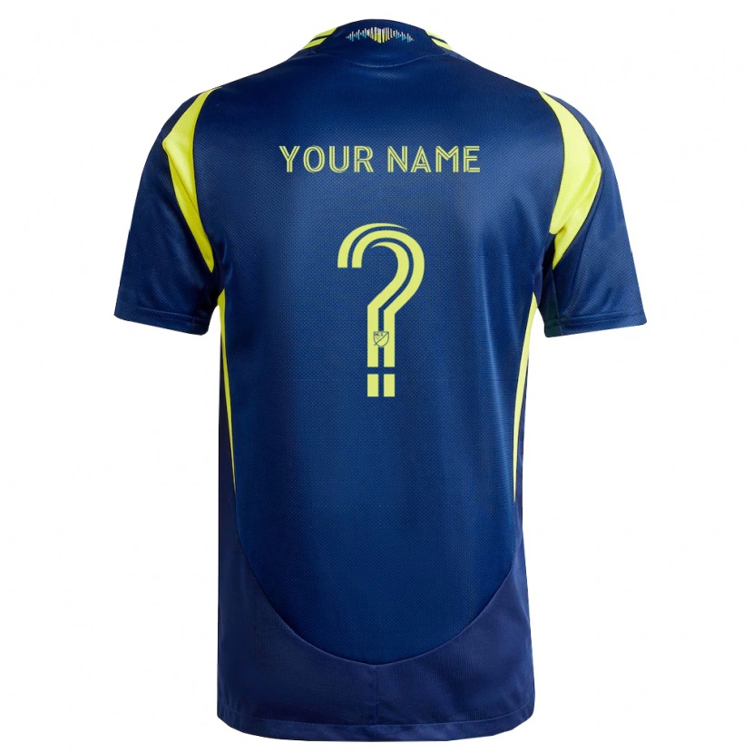 Danxen Kinderen Uw Naam #0 Geel Marineblauw Uitshirt Uittenue 2026/27 T-Shirt