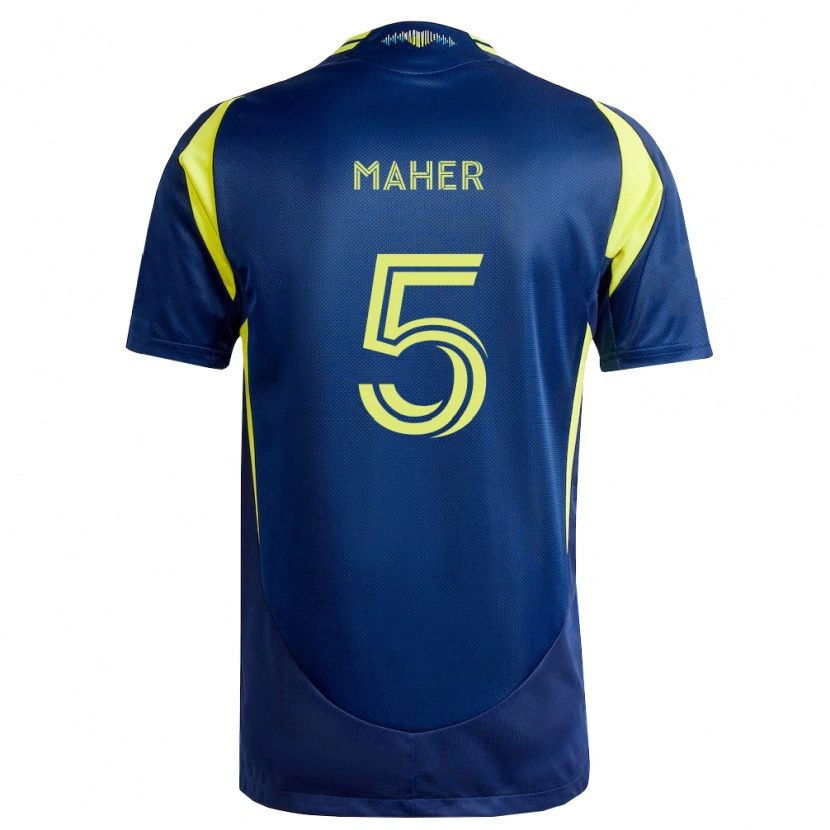 Danxen Kinderen Jack Maher #5 Geel Marineblauw Uitshirt Uittenue 2026/27 T-Shirt
