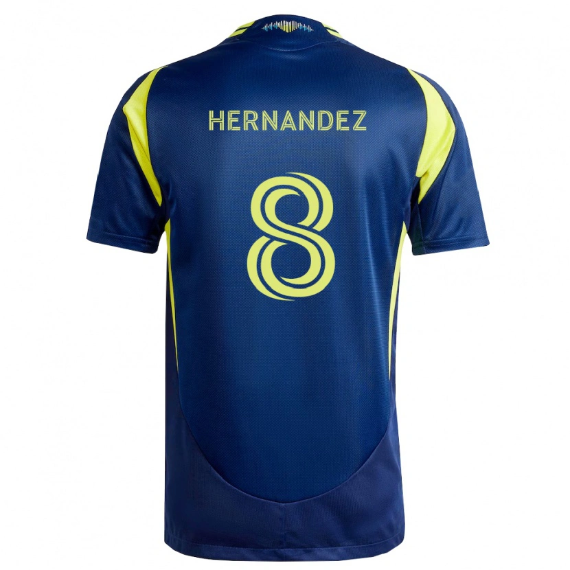 Danxen Kinderen Jonathan Hernández #8 Geel Marineblauw Uitshirt Uittenue 2026/27 T-Shirt