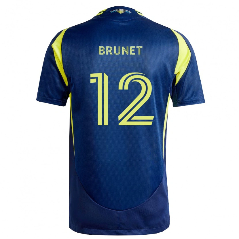 Danxen Kinderen Charles-Emile Brunet #12 Geel Marineblauw Uitshirt Uittenue 2026/27 T-Shirt