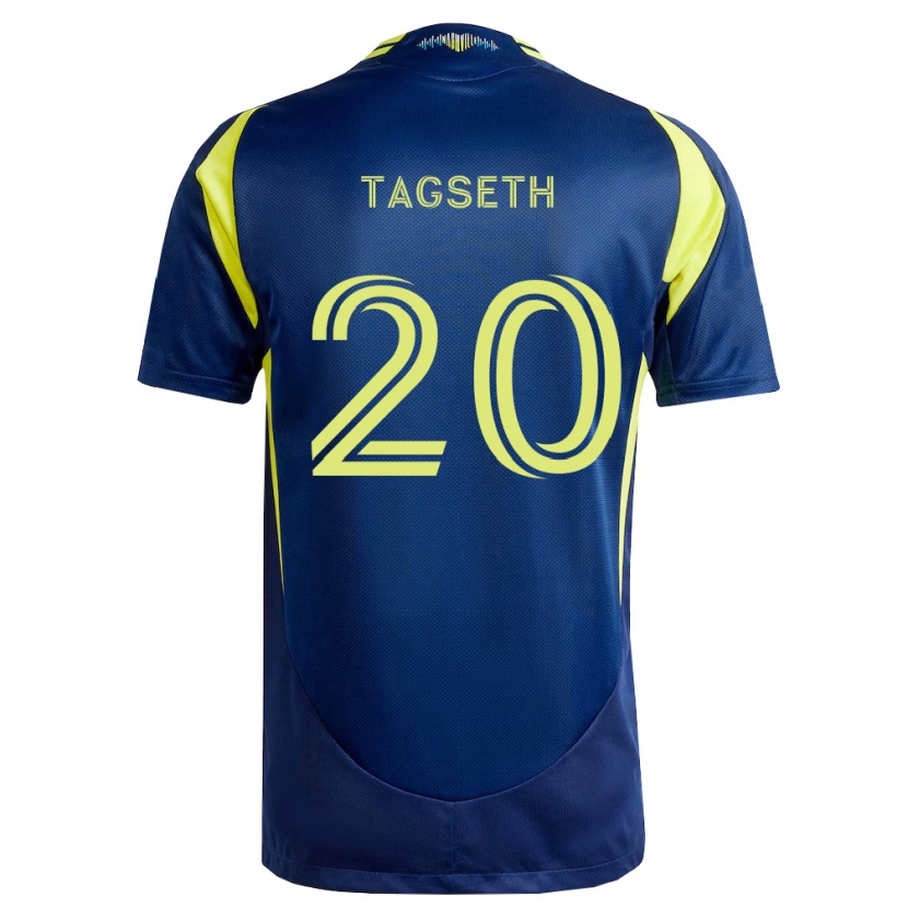 Danxen Kinderen Edvard Tagseth #20 Geel Marineblauw Uitshirt Uittenue 2026/27 T-Shirt