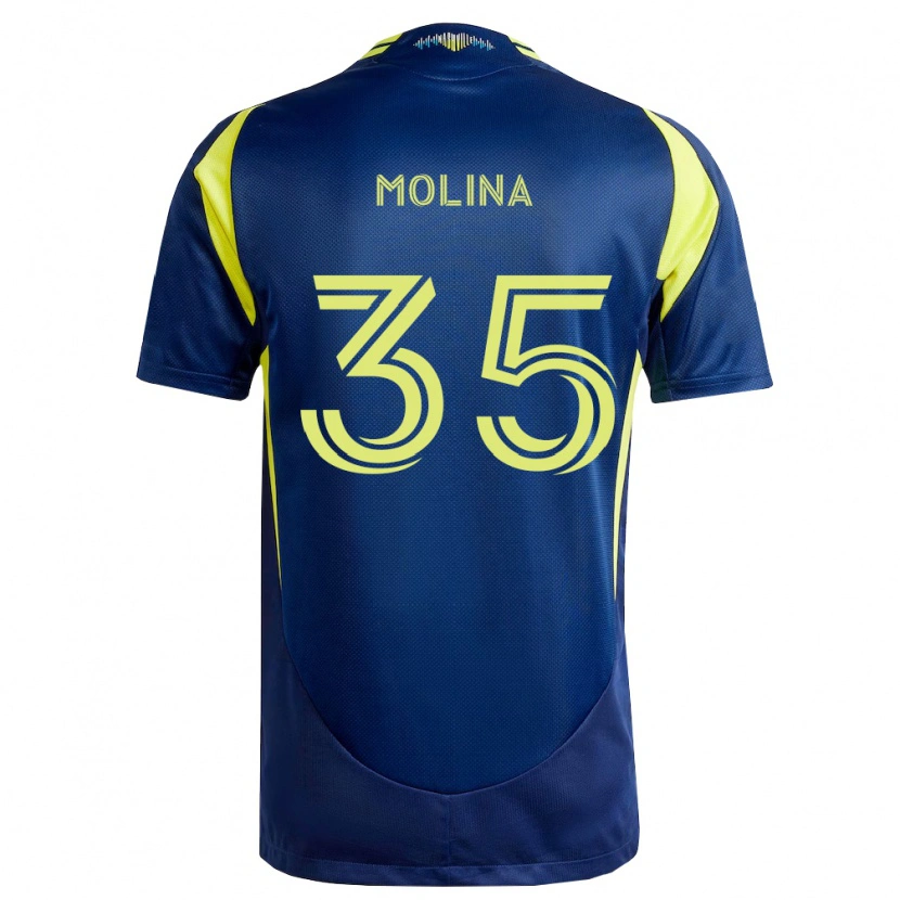 Danxen Kinderen Malachi Molina #35 Geel Marineblauw Uitshirt Uittenue 2026/27 T-Shirt