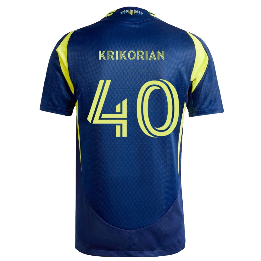 Danxen Kinderen Andre Krikorian #40 Geel Marineblauw Uitshirt Uittenue 2026/27 T-Shirt