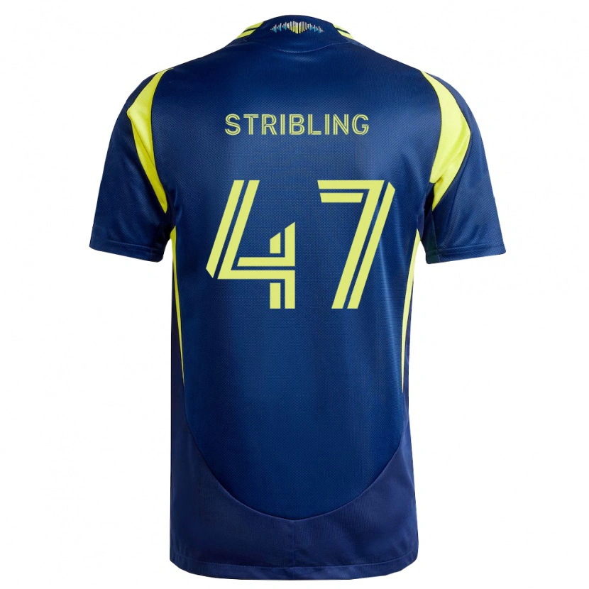 Danxen Kinderen Liam Stribling #47 Geel Marineblauw Uitshirt Uittenue 2026/27 T-Shirt