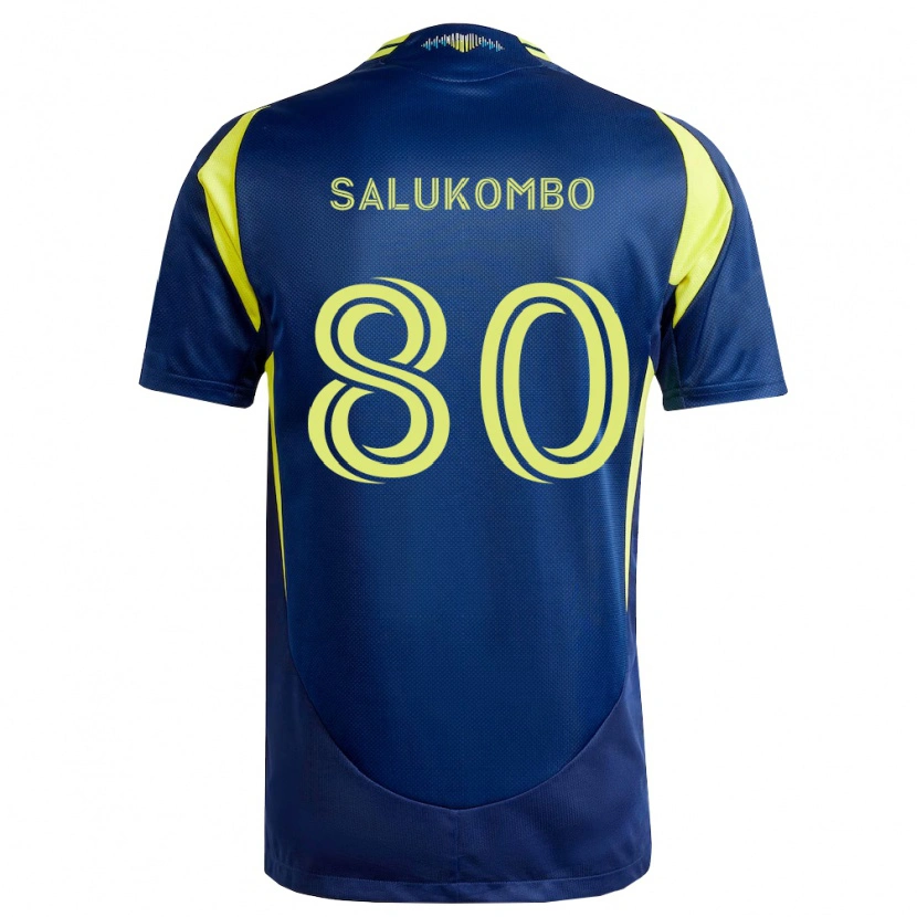 Danxen Kinderen David Salukombo #80 Geel Marineblauw Uitshirt Uittenue 2026/27 T-Shirt