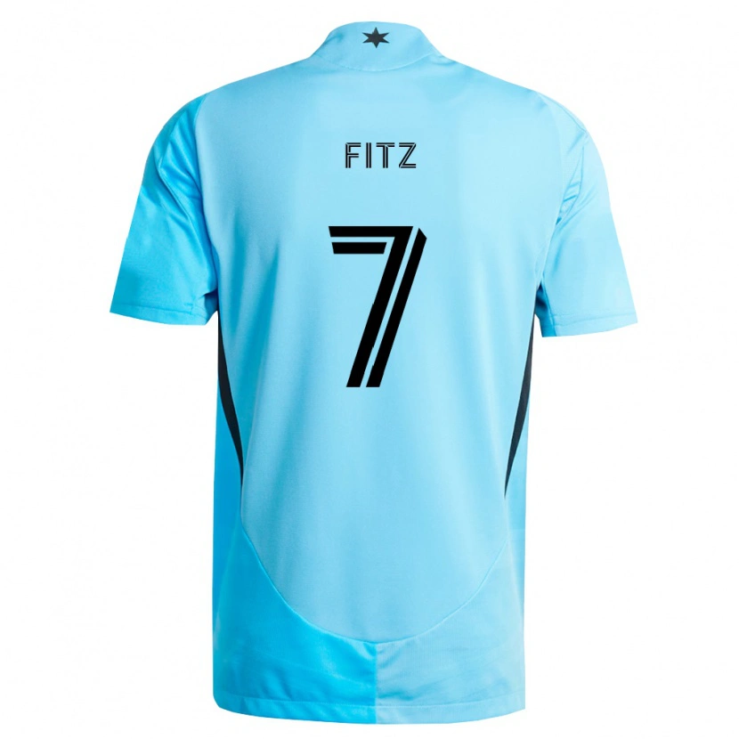 Danxen Kinderen Dominik Fitz #7 Lichtblauw Zwart Uitshirt Uittenue 2026/27 T-Shirt