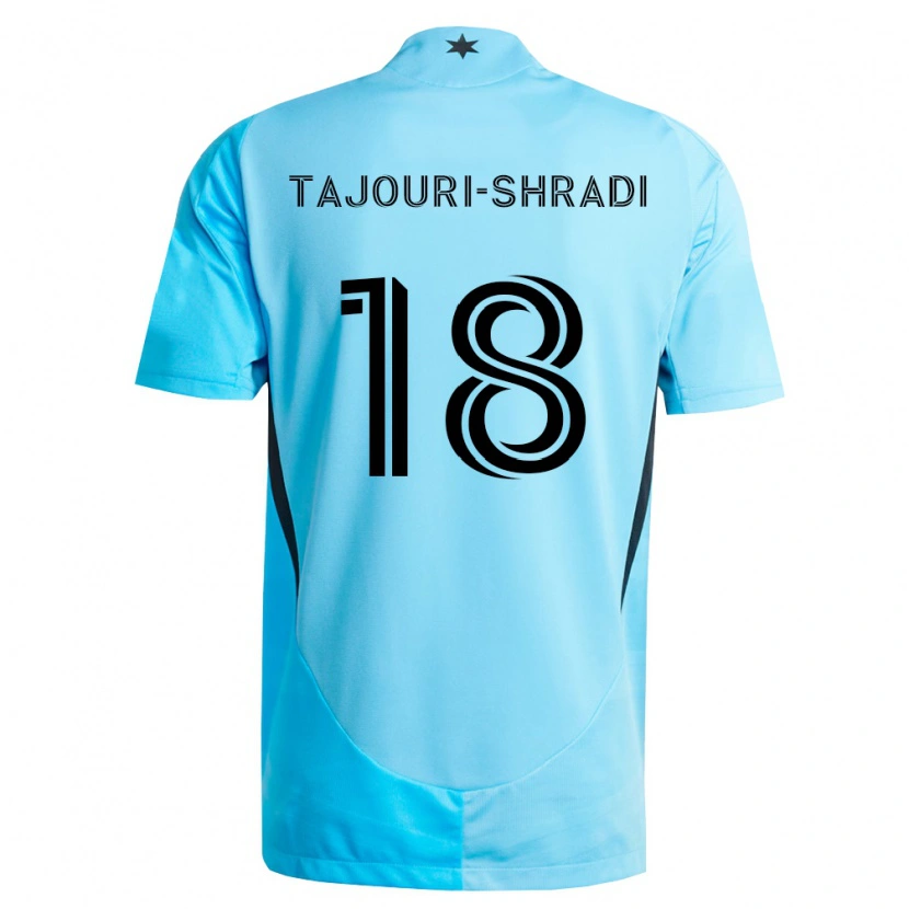 Danxen Kinderen Ismael Tajouri-Shradi #18 Lichtblauw Zwart Uitshirt Uittenue 2026/27 T-Shirt