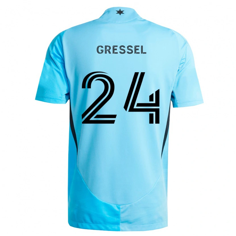 Danxen Kinderen Julian Gressel #24 Lichtblauw Zwart Uitshirt Uittenue 2026/27 T-Shirt