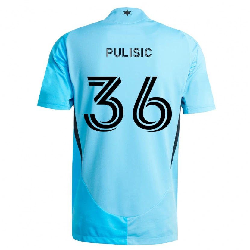 Danxen Kinderen Will Pulisic #36 Lichtblauw Zwart Uitshirt Uittenue 2026/27 T-Shirt