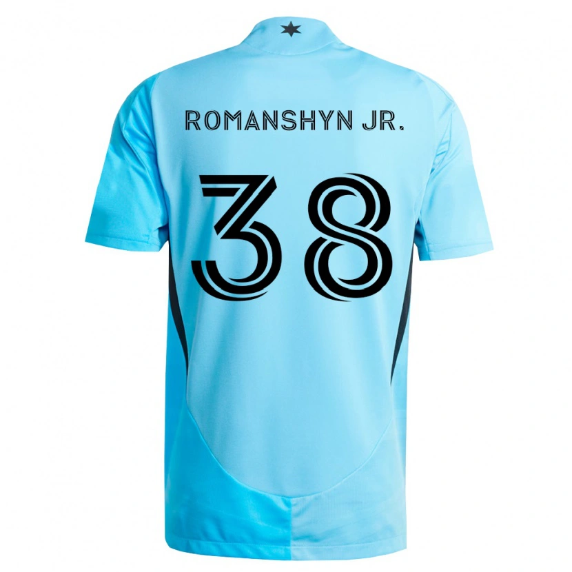 Danxen Kinderen Kage Romanshyn Jr. #38 Lichtblauw Zwart Uitshirt Uittenue 2026/27 T-Shirt