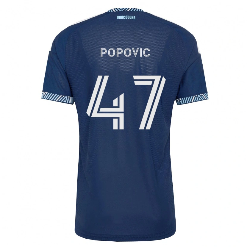 Danxen Kinderen Marko Popović #47 Diep Blauw Wit Uitshirt Uittenue 2026/27 T-Shirt