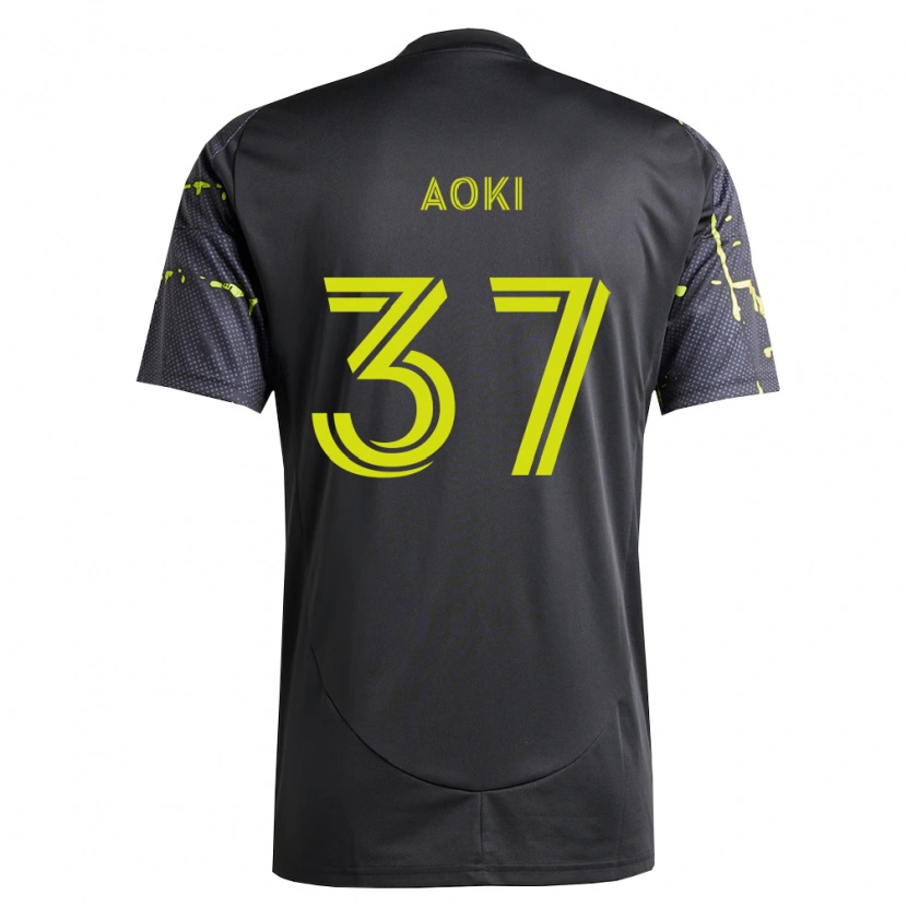 Danxen Kinderen Rui Aoki #37 Fluorescerend Geel Zwart Uitshirt Uittenue 2026/27 T-Shirt