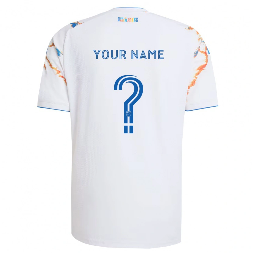 Danxen Kinderen Uw Naam #0 Wit Oranje Blauw Uitshirt Uittenue 2026/27 T-Shirt