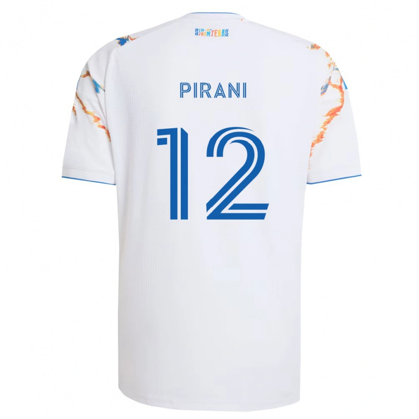 Danxen Kinderen Gabriel Pirani #12 Wit Oranje Blauw Uitshirt Uittenue 2026/27 T-Shirt
