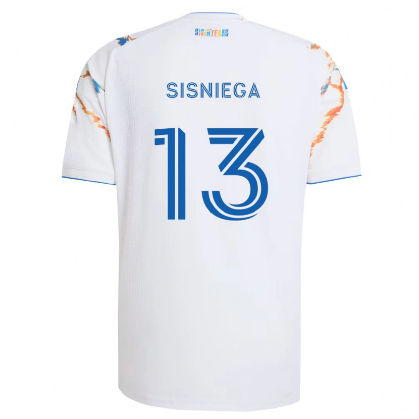 Danxen Kinderen Pablo Sisniega #13 Wit Oranje Blauw Uitshirt Uittenue 2026/27 T-Shirt