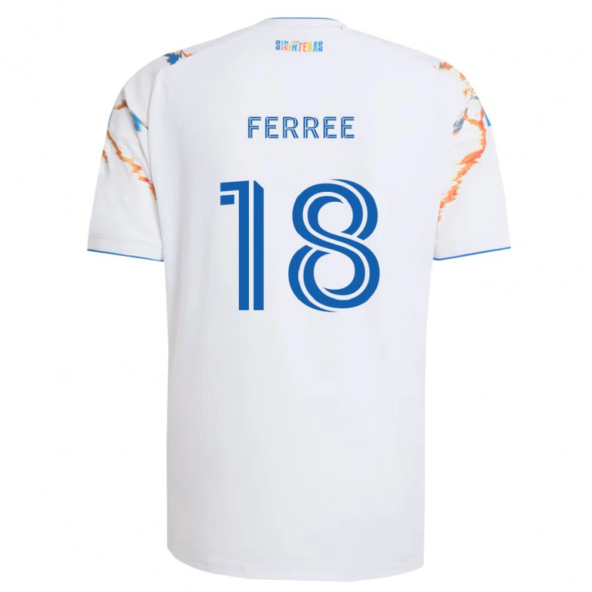 Danxen Kinderen Duran Ferree #18 Wit Oranje Blauw Uitshirt Uittenue 2026/27 T-Shirt