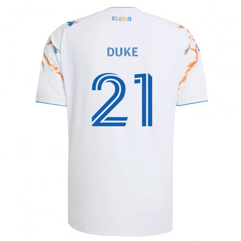 Danxen Kinderen Bryce Duke #21 Wit Oranje Blauw Uitshirt Uittenue 2026/27 T-Shirt