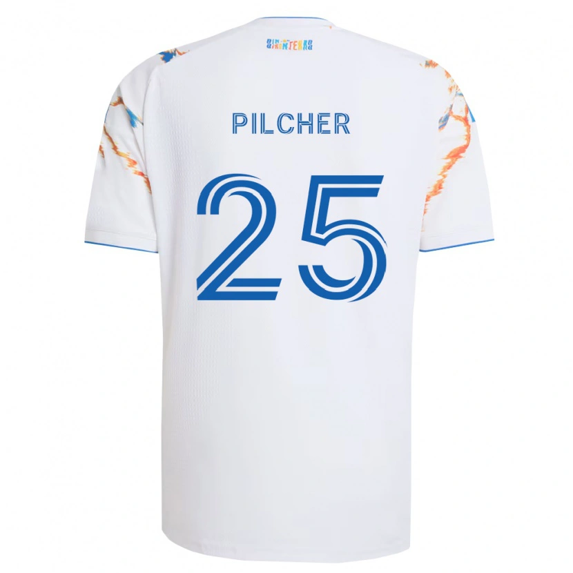 Danxen Kinderen Ian Pilcher #25 Wit Oranje Blauw Uitshirt Uittenue 2026/27 T-Shirt